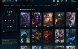 Conta LOL Diamante 3 com todos os campeões e 222 skins