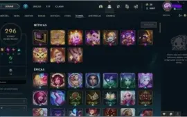 CONTA LEAGUE OF LEGENDS LVL 282 , 500+ SKIN OURO IV.