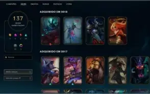 todos os champ 137 skins 12paginas de runa