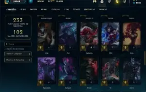 Conta unranked com 65 Champs e 26 Skins