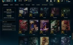 Conta unranked com 65 Champs e 26 Skins