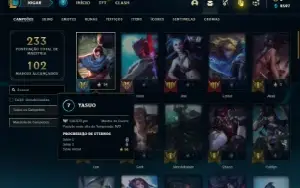 Conta unranked com 65 Champs e 26 Skins