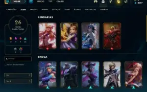 Conta unranked com 65 Champs e 26 Skins