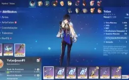 Conta Genshin Impact AR 7 com Yelan e Jean