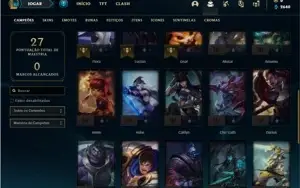 Conta ouro 4 com 34 Champs e 6 Skins + 2 Fragmentos