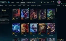 CONTA GOLD COM MUITAS SKINS/CAMPEÕES