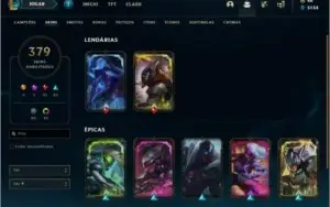 Conta LoL Plat 3 379 Skins