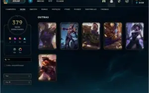 Conta LoL Plat 3 379 Skins