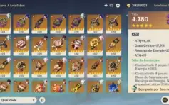 CONTA GENSHIN AR58 / 11x5 & 6 Armas 5★ / Hutao + Homa E MAIS