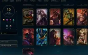 Conta lol sem registro - lvl 91, 87 campeão e 40 skin