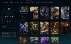 Conta lol sem registro - lvl 91, 87 campeão e 40 skin