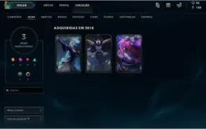 Conta UNRANKED, alguns campões e 3 skins.