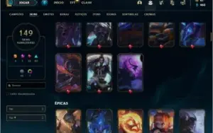 Conta ouro 1 com 102 Champs, 149 Skins + 1 Prestigio