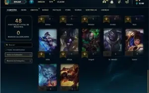 Conta ouro 3 com 32 Champs e 4 Skins + 4 Fragmentos de skins