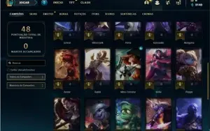 Conta ouro 3 com 32 Champs e 4 Skins + 4 Fragmentos de skins