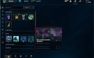 Conta ouro 3 com 32 Champs e 4 Skins + 4 Fragmentos de skins