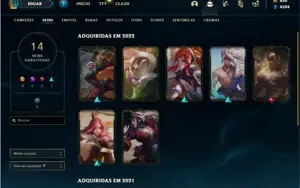 Conta bronze 1 com 32 Champs e 14 Skins + 820 RP