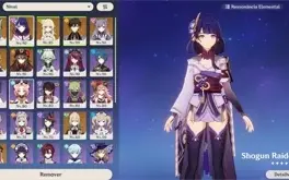 Conta AR 57 - Raiden, Zhongli, Eula, Kokomi, Hutao, Nilou