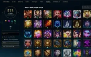 Conta Ouro, Todos os Champs, 247 Skins, 275 Icones, 79Cromas
