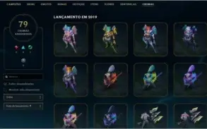 Conta Ouro, Todos os Champs, 247 Skins, 275 Icones, 79Cromas