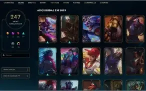 Conta Ouro, Todos os Champs, 247 Skins, 275 Icones, 79Cromas