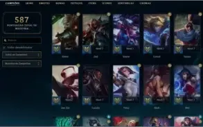 Conta Ouro, Todos os Champs, 247 Skins, 275 Icones, 79Cromas