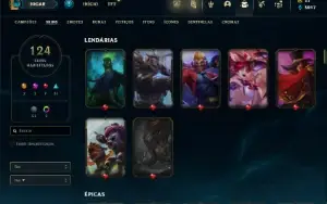 Unranked com TODOS os champs e 124 Skins ( MAIN ADC )