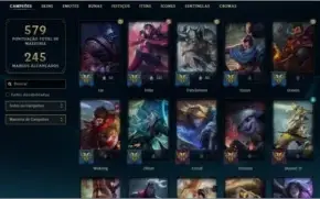 Vendo conta de lol LVL 401, com 281 Skins, full champ