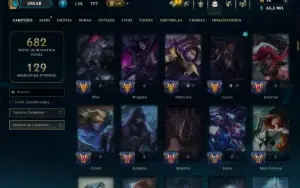 Prata 2 com TODOS os Champs e 132 Skins (Mais de 600 Jogos)