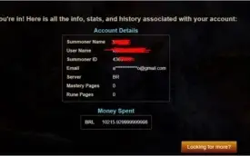 Conta Lol All champ 391 skins