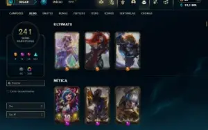 Ouro 4 com TODOS os champs e 241 Skins ( Nivel 623 )