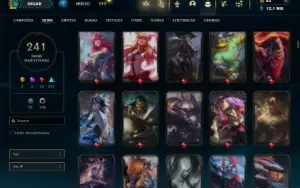 Ouro 4 com TODOS os champs e 241 Skins ( Nivel 623 )