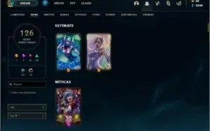Conta ouro 4 com 134 champs e 126 skins (4 vitoriosas)