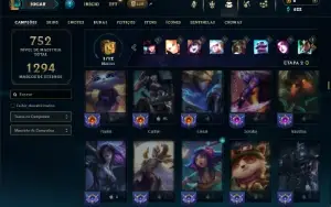 Prata 4 com TODOS os champs e 159 Skins ( Nivel 738 )