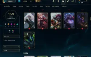 Prata 4 com TODOS os champs e 159 Skins ( Nivel 738 )