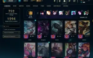 Prata 4 com TODOS os champs e 159 Skins ( Nivel 738 )