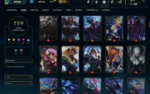Prata 4 com TODOS os champs e 159 Skins ( Nivel 738 )