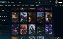 Conta LOL Platina 138 champs, 28k de essência azul,213 skins