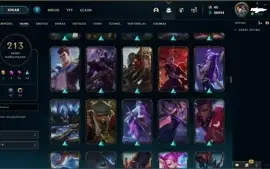 Conta LOL Platina 138 champs, 28k de essência azul,213 skins