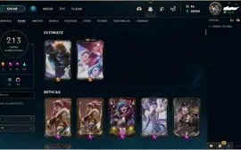 Conta LOL Platina 138 champs, 28k de essência azul,213 skins