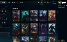 Conta LOL Platina 138 champs, 28k de essência azul,213 skins