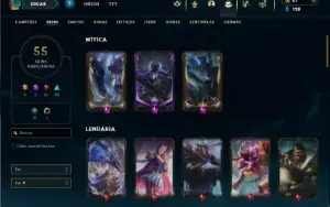 Unranked com 60 Champs e 55 Skins + 2 Prestigios