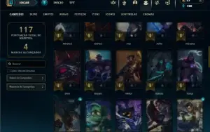 Unranked com 60 Champs e 55 Skins + 2 Prestigios