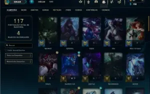 Unranked com 60 Champs e 55 Skins + 2 Prestigios