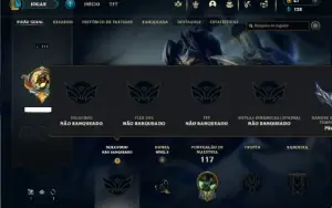 Unranked com 60 Champs e 55 Skins + 2 Prestigios