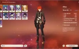 Conta de Genshin Impact AR10 Diluc2x + Char4* Constelação