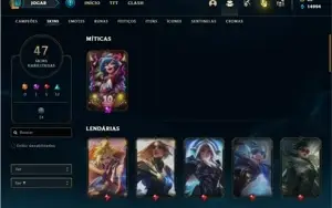 Conta prata 4 com 47 Skins e 84 Champs