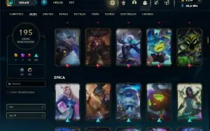 Platina 1 com TODOS os champs e 195 Skins ( Nivel 684 )