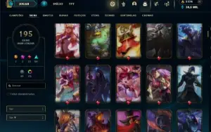 Platina 1 com TODOS os champs e 195 Skins ( Nivel 684 )