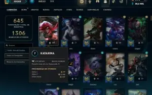 Platina 1 com TODOS os champs e 195 Skins ( Nivel 684 )